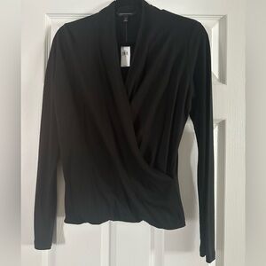 NWT Women’s Banana Republic Black Long Sleeve Wrap Style Top